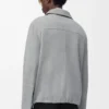 Reißverschlussjacke aus hellgrauem Lammwildleder
