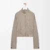 Reißverschlussjacke aus Wolle und Kaschmir Beige Melange