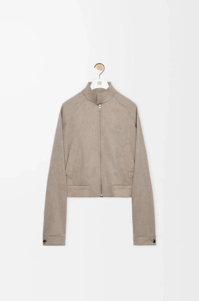 Reißverschlussjacke aus Wolle und Kaschmir Beige Melange
