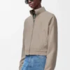 Reißverschlussjacke aus Wolle und Kaschmir Beige Melange
