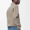 Reißverschlussjacke aus Wolle und Kaschmir Beige Melange