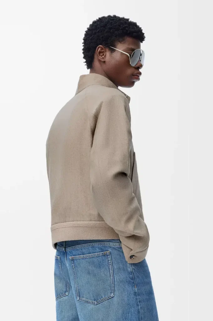 Reißverschlussjacke aus Wolle und Kaschmir Beige Melange