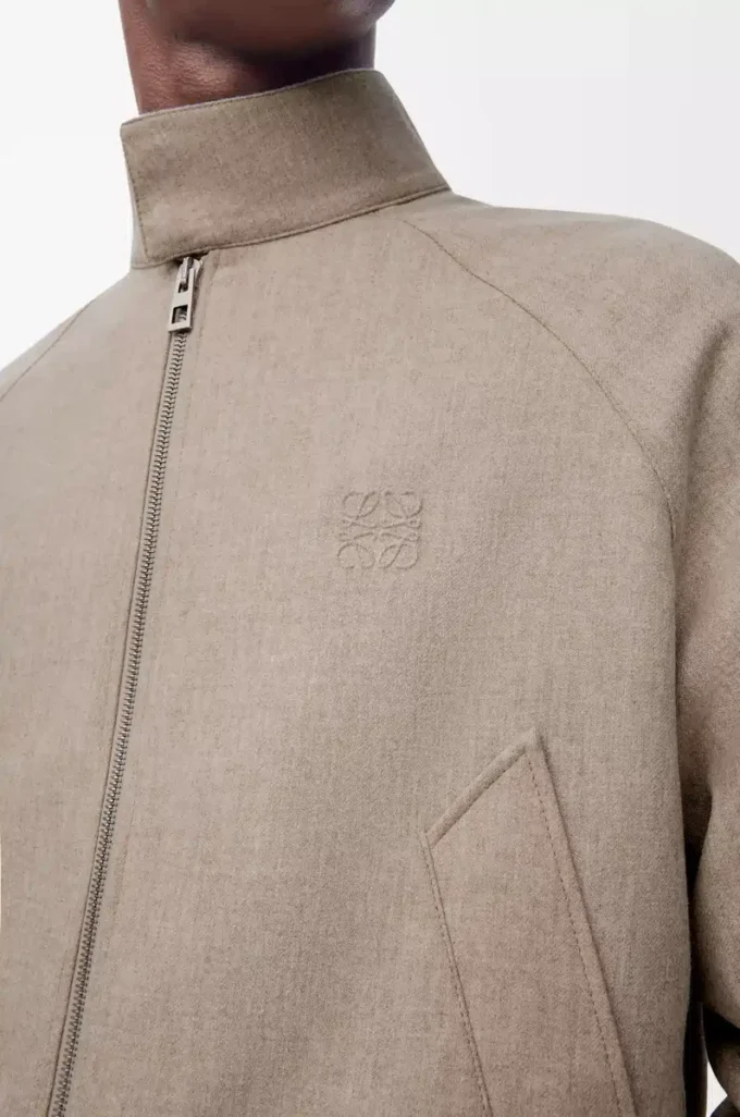 Reißverschlussjacke aus Wolle und Kaschmir Beige Melange