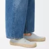 Rio Schnürschuhe aus Wildleder und Raffia Hellgrau