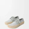 Rio Schnürschuhe aus Wildleder und Raffia Hellgrau