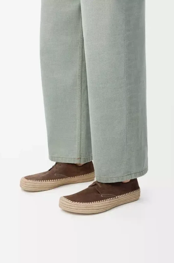 Rio Schnürschuhe aus Wildleder und Raffia Taupe
