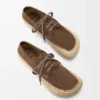 Rio Schnürschuhe aus Wildleder und Raffia Taupe