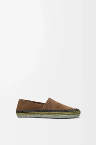 Rio Slipper aus Wildleder und Raffia Braun