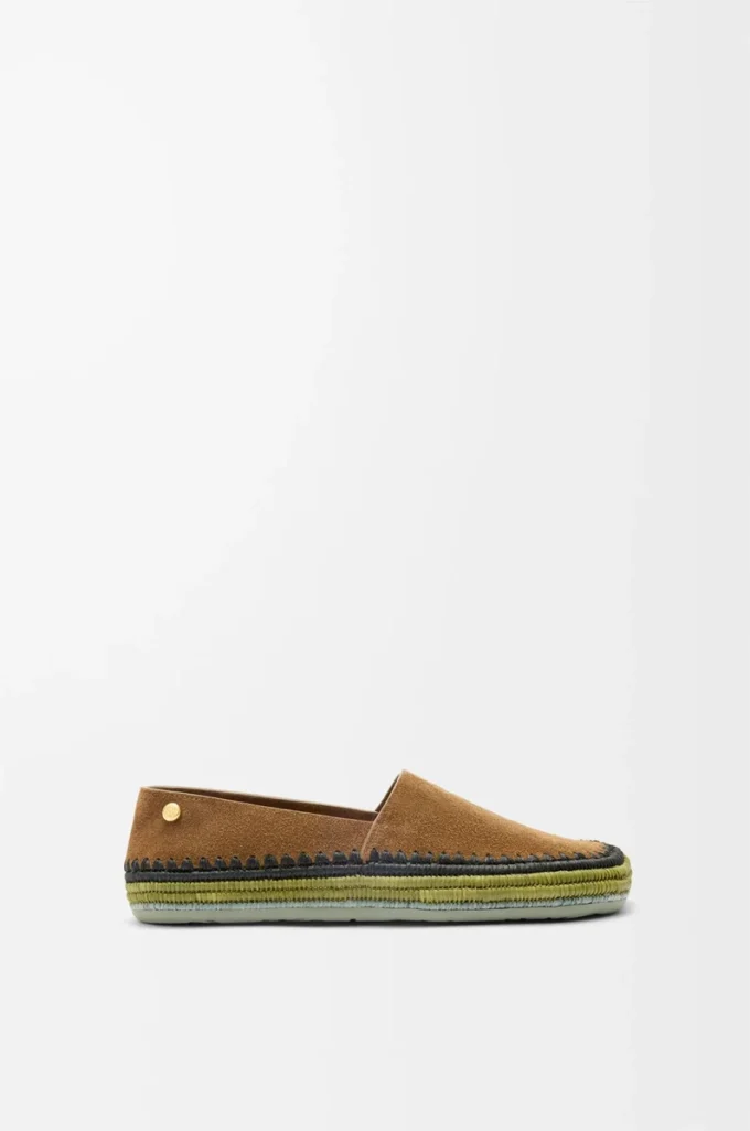 Rio Slipper aus Wildleder und Raffia Braun