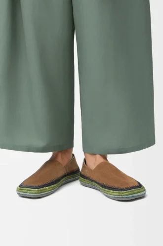 Rio Slipper aus Wildleder und Raffia Braun