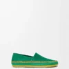 Rio Slipper aus Wildleder und Raffia Grün