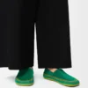 Rio Slipper aus Wildleder und Raffia Grün