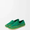 Rio Slipper aus Wildleder und Raffia Grün