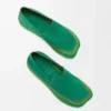 Rio Slipper aus Wildleder und Raffia Grün