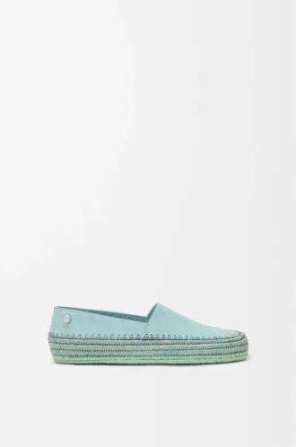 Rio Slipper aus Wildleder und Raffia Hellblau