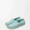 Rio Slipper aus Wildleder und Raffia Hellblau