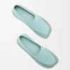 Rio Slipper aus Wildleder und Raffia Hellblau