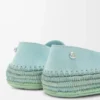Rio Slipper aus Wildleder und Raffia Hellblau