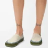 Rio Slipper aus Wildleder und Raffia Hellgrau