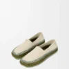 Rio Slipper aus Wildleder und Raffia Hellgrau