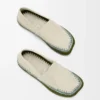Rio Slipper aus Wildleder und Raffia Hellgrau