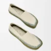 Rio Slipper aus Wildleder und Raffia Hellgrau