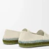 Rio Slipper aus Wildleder und Raffia Hellgrau