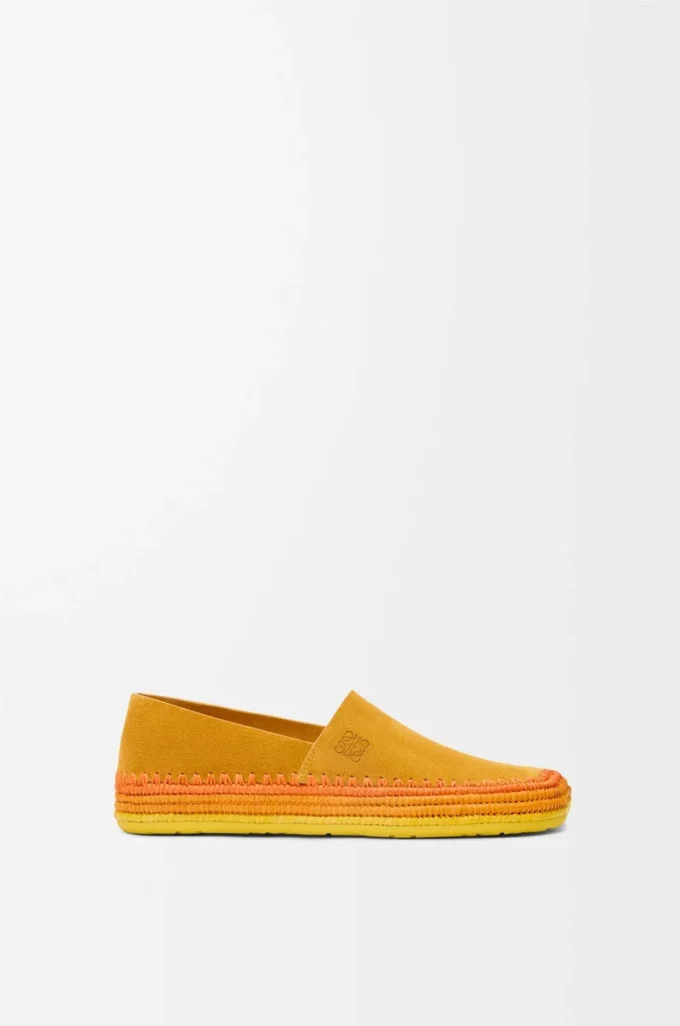 Rio Slipper aus Wildleder und Raffia Orange
