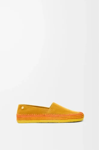Rio Slipper aus Wildleder und Raffia Orange