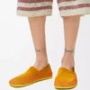 Rio Slipper aus Wildleder und Raffia Orange