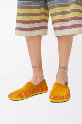 Rio Slipper aus Wildleder und Raffia Orange