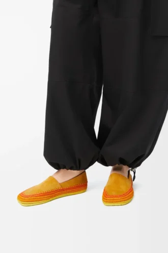 Rio Slipper aus Wildleder und Raffia Orange