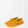 Rio Slipper aus Wildleder und Raffia Orange