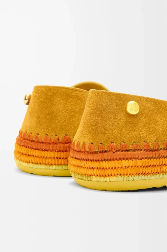 Rio Slipper aus Wildleder und Raffia Orange