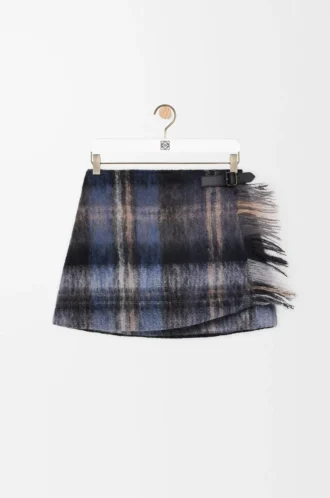 Rock aus Mohair-Woll-Mischung Blau/Mehrfarbig