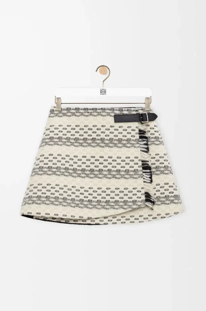 Rock aus Wollmisch-Jacquard Schwarz/Weiß
