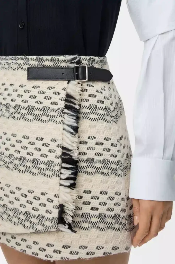 Rock aus Wollmisch-Jacquard Schwarz/Weiß