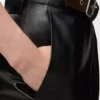 Rock mit Gürtel aus Nappalammleder Schwarz