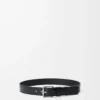 Roller Curve Gürtel aus glänzendem, glattem Kalbsleder Schwarz/Palladium