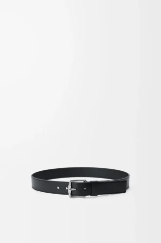 Roller Curve Gürtel aus glänzendem, glattem Kalbsleder Schwarz/Palladium