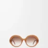 Runde, schmale Sonnenbrille in Hellkaramell