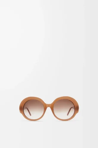 Runde, schmale Sonnenbrille in Hellkaramell