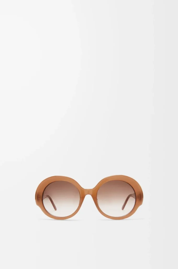 Runde, schmale Sonnenbrille in Hellkaramell