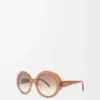 Runde, schmale Sonnenbrille in Hellkaramell