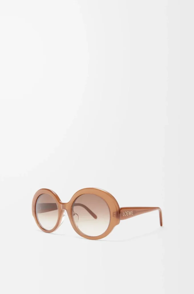 Runde, schmale Sonnenbrille in Hellkaramell