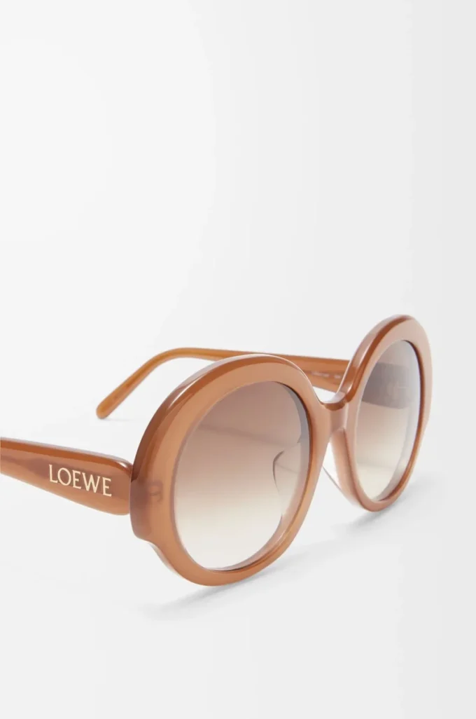 Runde, schmale Sonnenbrille in Hellkaramell