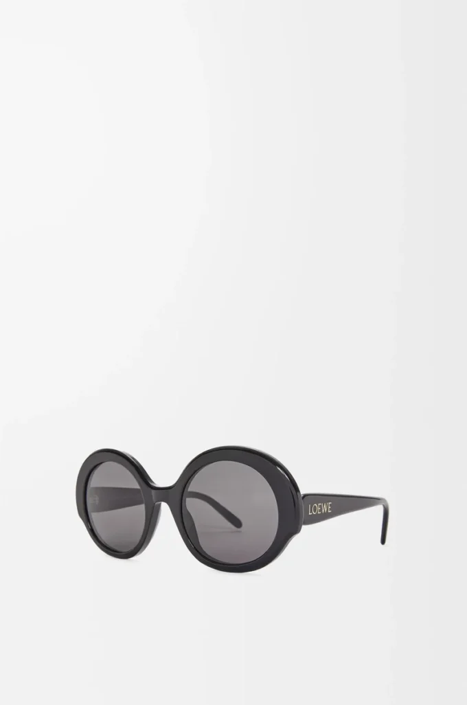 Runde Slim-Sonnenbrille Schwarz