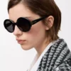 Runde Slim-Sonnenbrille Schwarz