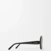 Runde Slim-Sonnenbrille Schwarz