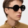 Runde Slim-Sonnenbrille Schwarz